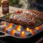 Tumpukan briket arang batok kelapa berkualitas tinggi untuk BBQ dengan panas stabil dan tanpa asap menyengat.