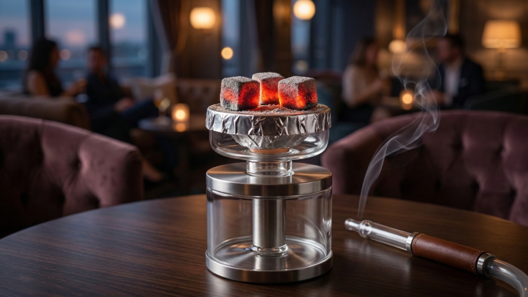 Tumpukan briket arang batok kelapa bentuk kubus berkualitas premium untuk penggunaan shisha dan hookah yang tahan lama.