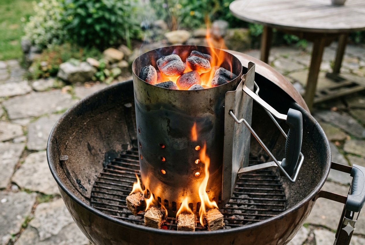 Briket arang tempurung kelapa kotak yang tertumpuk rapi untuk kebutuhan barbeque ramah lingkungan.