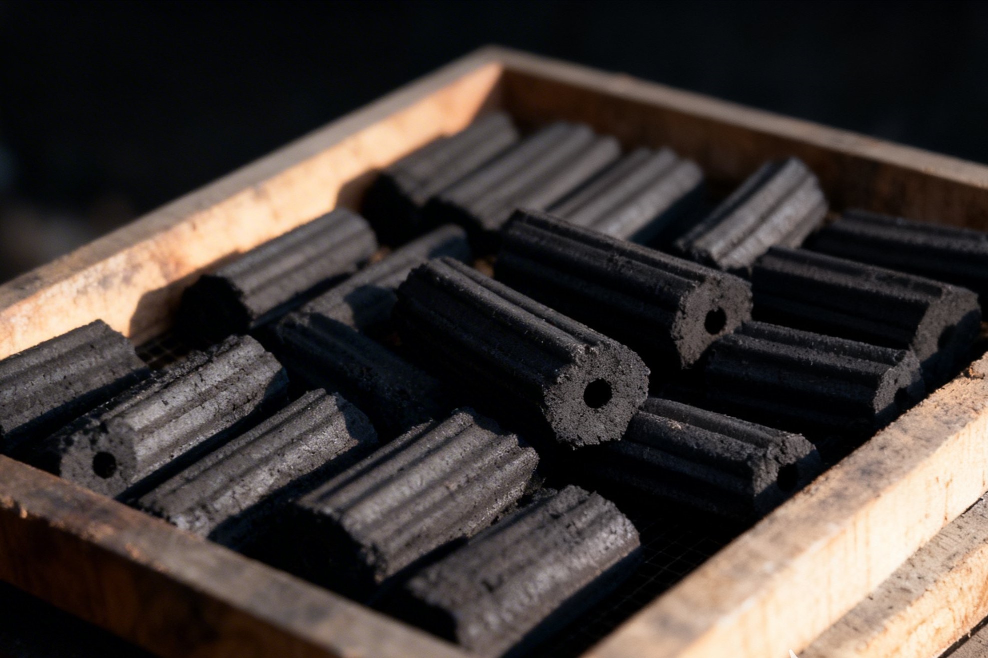 Kualitas premium dari bentuk fisik organic coconut shell briquette yang sangat seragam.